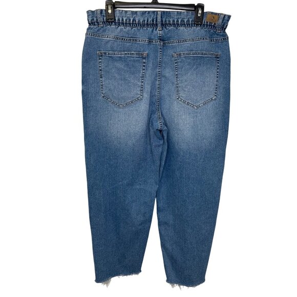 Jordache Womens Paperbag High-Waisted Jeans Size Large 31”W Raw Hem Medium Wash - Picture 2 of 14